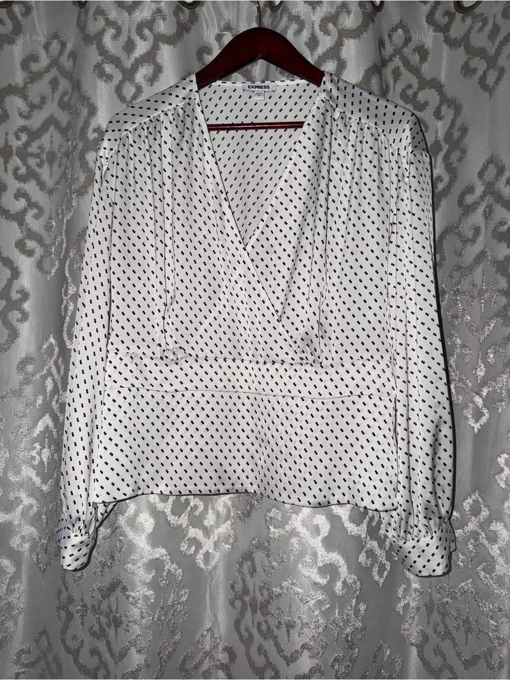 Express White Polka-Dot Blouse